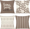 Pillow Covers 18X18 Set of 4, Modern Sofa Throw Pillow Cover, Decorative Outdoor Linen Fabric Pillow Case for Couch Bed Car, Khaki