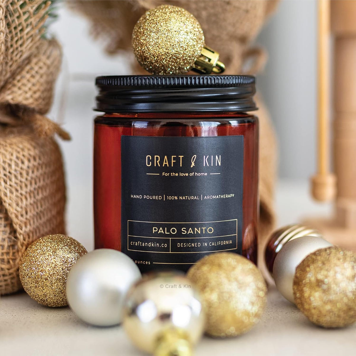 Premium Palo Santo Scented Candle – Long Lasting, 45 Hour Burn Time – Luxury Natural Soy Scented Candle – Room Decor and Aromatherapy – 8 Oz