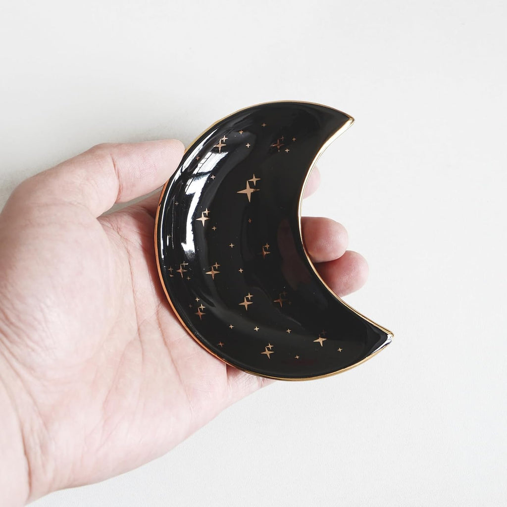 Small Moon Jewelry Dish Tray, Black
