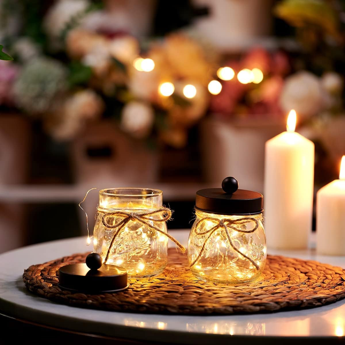Mason Jar Bathroom Accessories Set, 4Pcs Glass Bathroom Set,Bronze