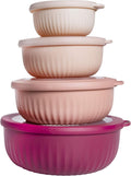 Prep Bowls with Lids- Wide and Deep Nesting Plastic Small Mixing Bowl Set with Lids, 8 Piece Set - Wide Bowls, Rose