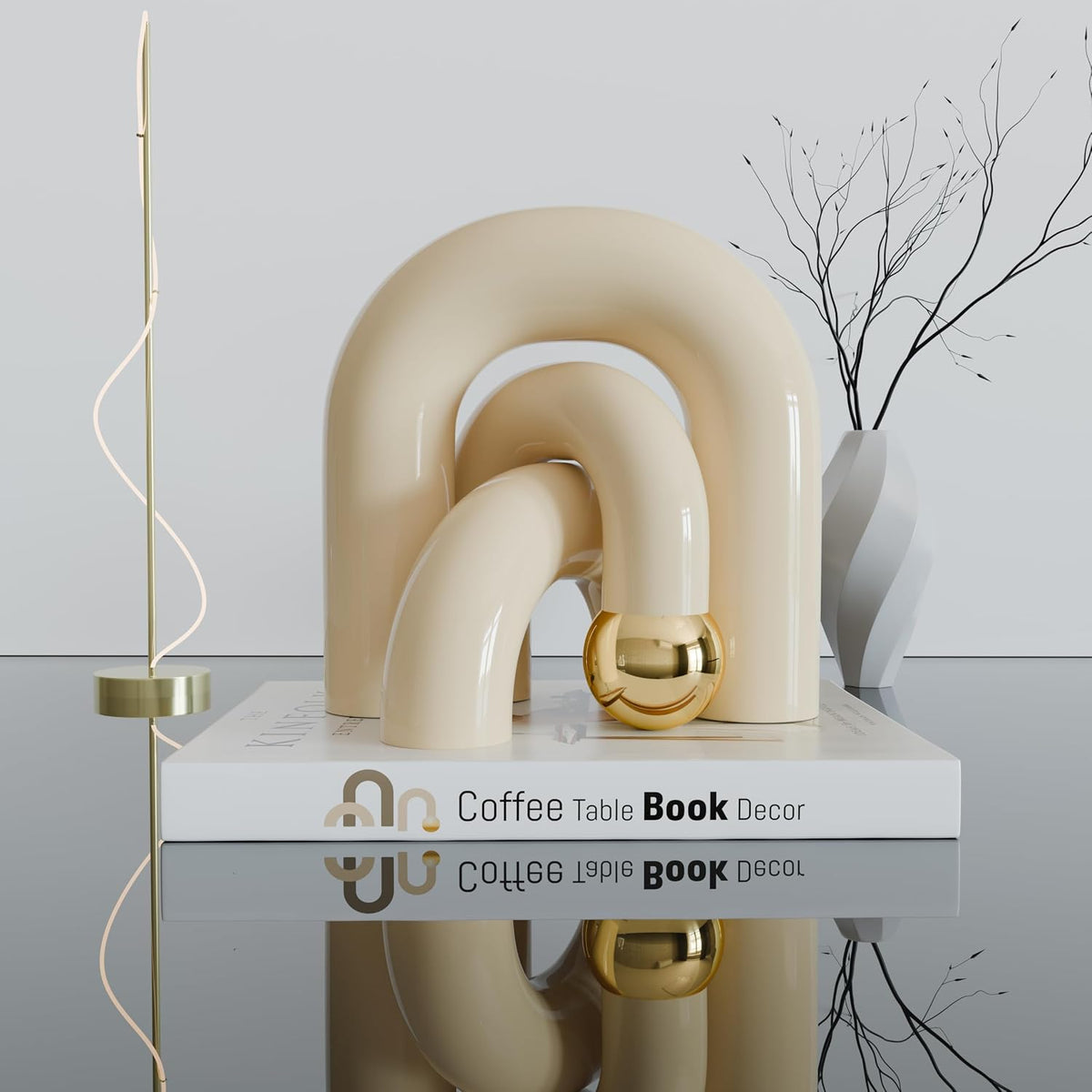 Boho Bookshelf - Neutral Japandi Home Decor Accents, Coffee & Entryway Table Decor, Minimalist Console & Mantle Decorations