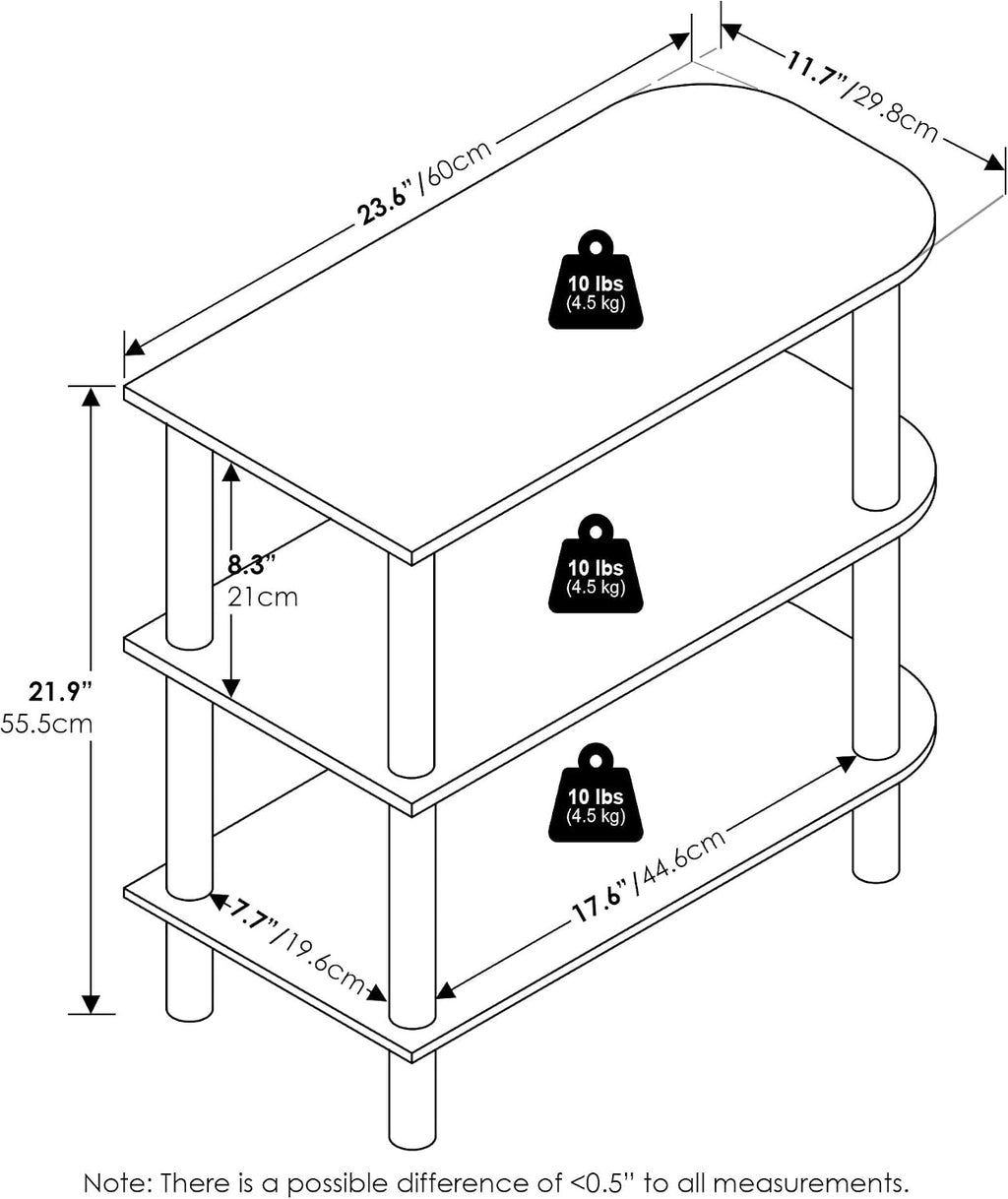 TURN-N-TUBE 3-Tier Toolless Narrow Shoe Rack, White