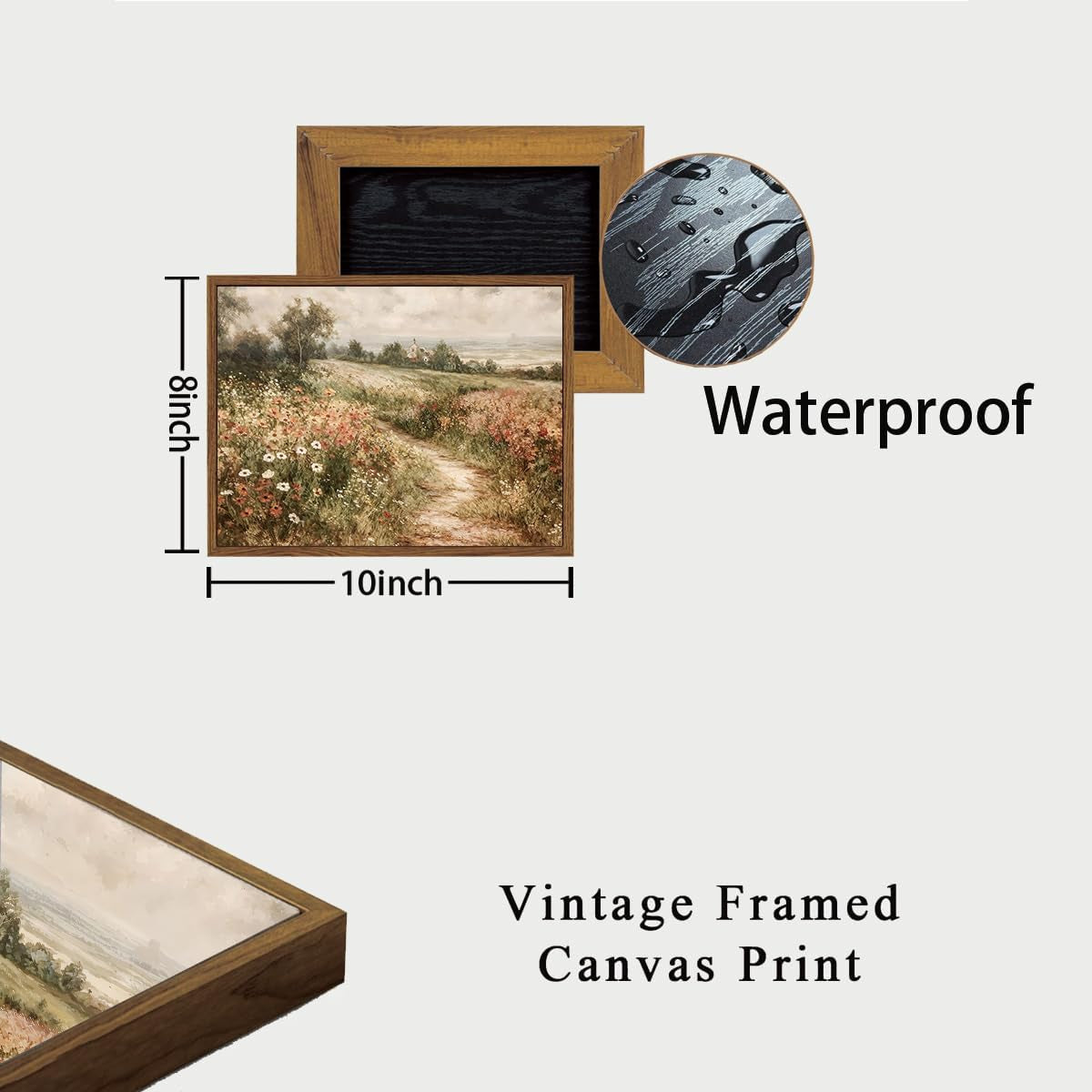 Framed Vintage Wall Art Country Wildflower Canvas Art Paintings