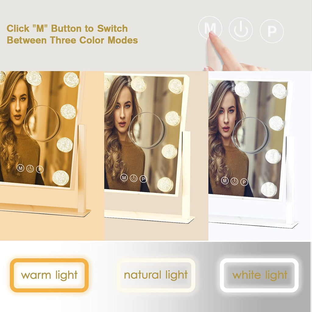 Vanity Mirror with Lights, Makeup Mirror with 9 LED Diamond Bulbs