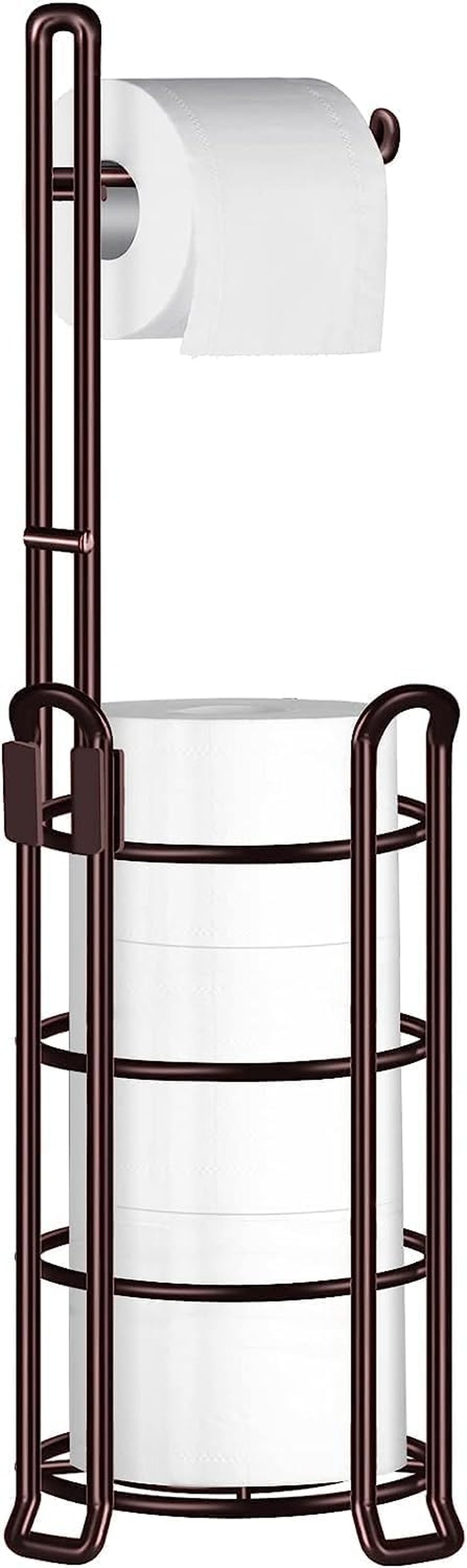 Toilet Paper Holder Stand Free Standing, Holds 4 Mega Rolls, Bronze