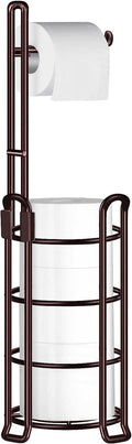 Toilet Paper Holder Stand Free Standing, Holds 4 Mega Rolls, Bronze