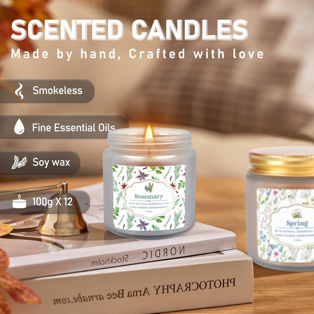 12 Pack Scented Candles with Added Natural Essential Oils, 3.05Oz, Suitable for Various Festivals, Parties, Yoga, and Home Scene
