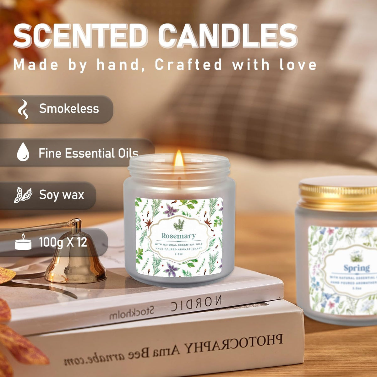 12 Pack Scented Candles with Added Natural Essential Oils, 3.05Oz, Suitable for Various Festivals, Parties, Yoga, and Home Scene