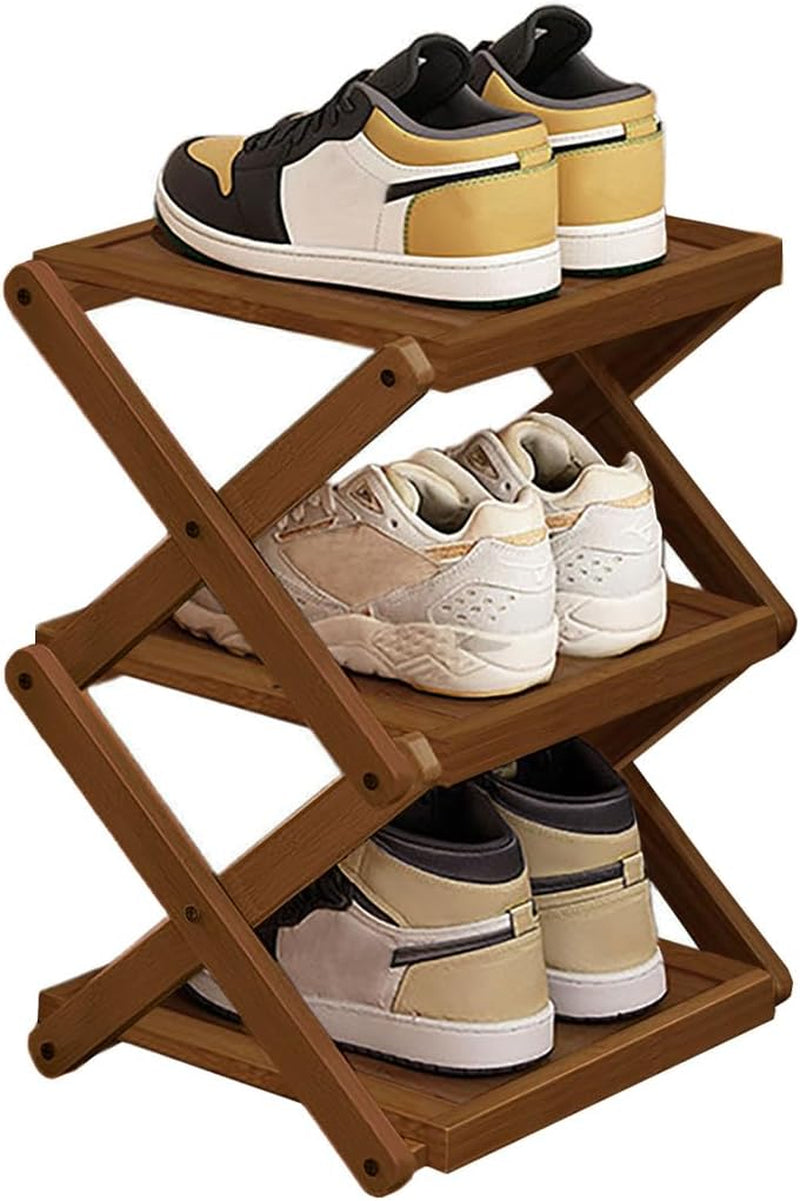 Bamboo Folding Shoe Rack for Entryway, Narrowdorm Closet Shoe Racks