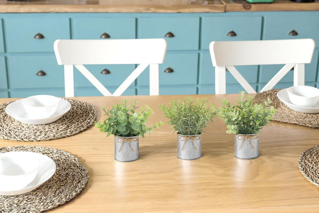 Small Fake Plants, 3 Pack Mini Faux Plants for Farmhouse Home Decor