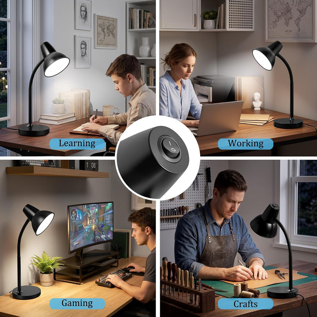 LED Desk Lamps for Home Office, Flexible Gooseneck Eye-Caring Study Lamps