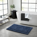 Lydia Border 100% Cotton Bath Mat - Non-Slip Bath Rug - Midnight Navy - 17"X24"