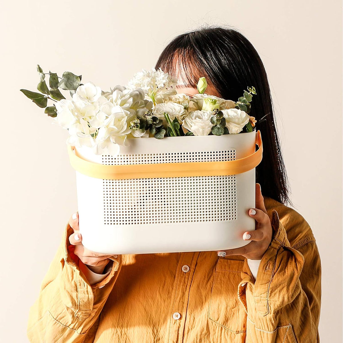 Plastic Portable Shower Caddy Basket, Storage Organizer with Handle, Yellow