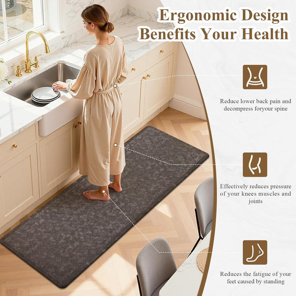 anti Fatigue Kitchen Mats for Floor 20"X60", Cushioned Standing Mat