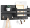 Mail Organizer for Wall Mount – Key Holder with Shelf Includes Letter Holder and Hooks for Coats, Dog Leashes – Rustic Wood with Flush Mounting Hardware (16.5” X 8.7” X 3.5”)
