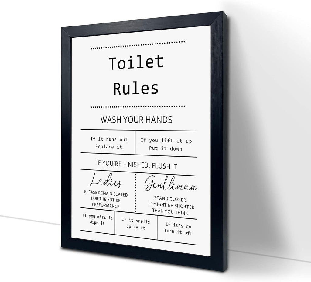 Toilet Rules Quotes Bathroom Sign - Funny Decor Signs, Funny Bathroom Wall Art, Toilet Art, Guest Wall Decor