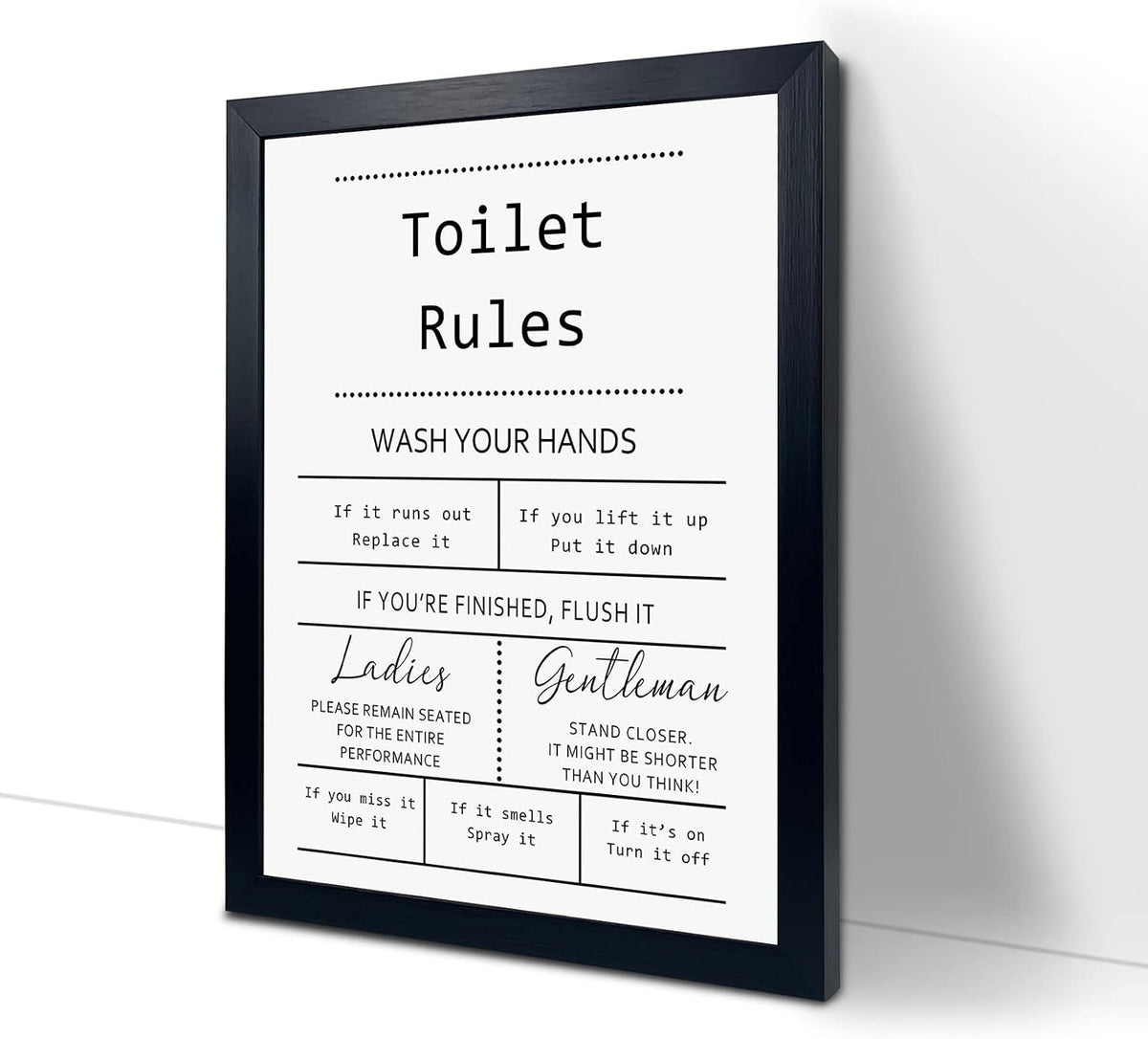 Toilet Rules Quotes Bathroom Sign - Funny Decor Signs, Funny Bathroom Wall Art, Toilet Art, Guest Wall Decor