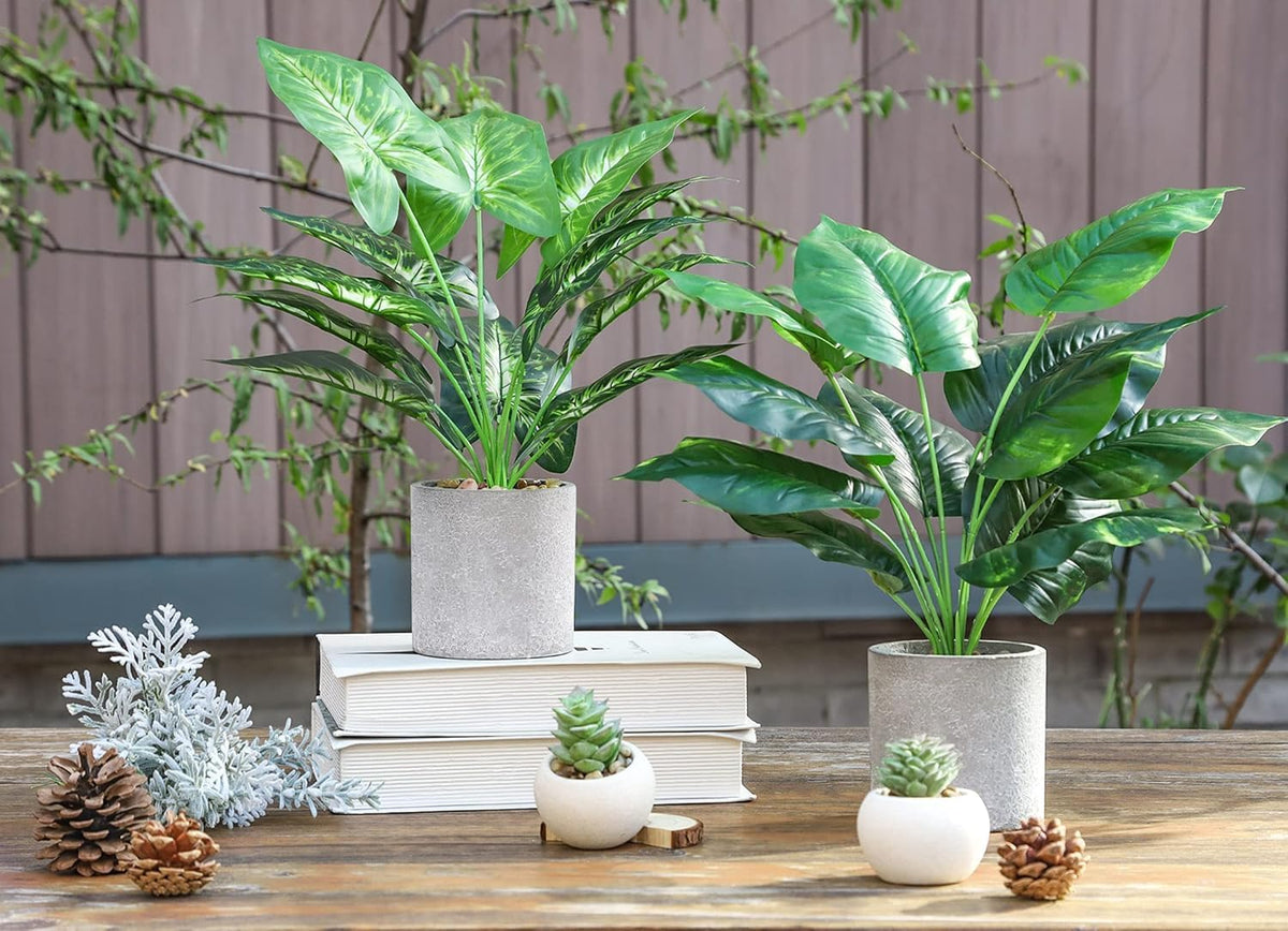 2 Pack 16" Fake Plants Sage Green for Bathroom Decor