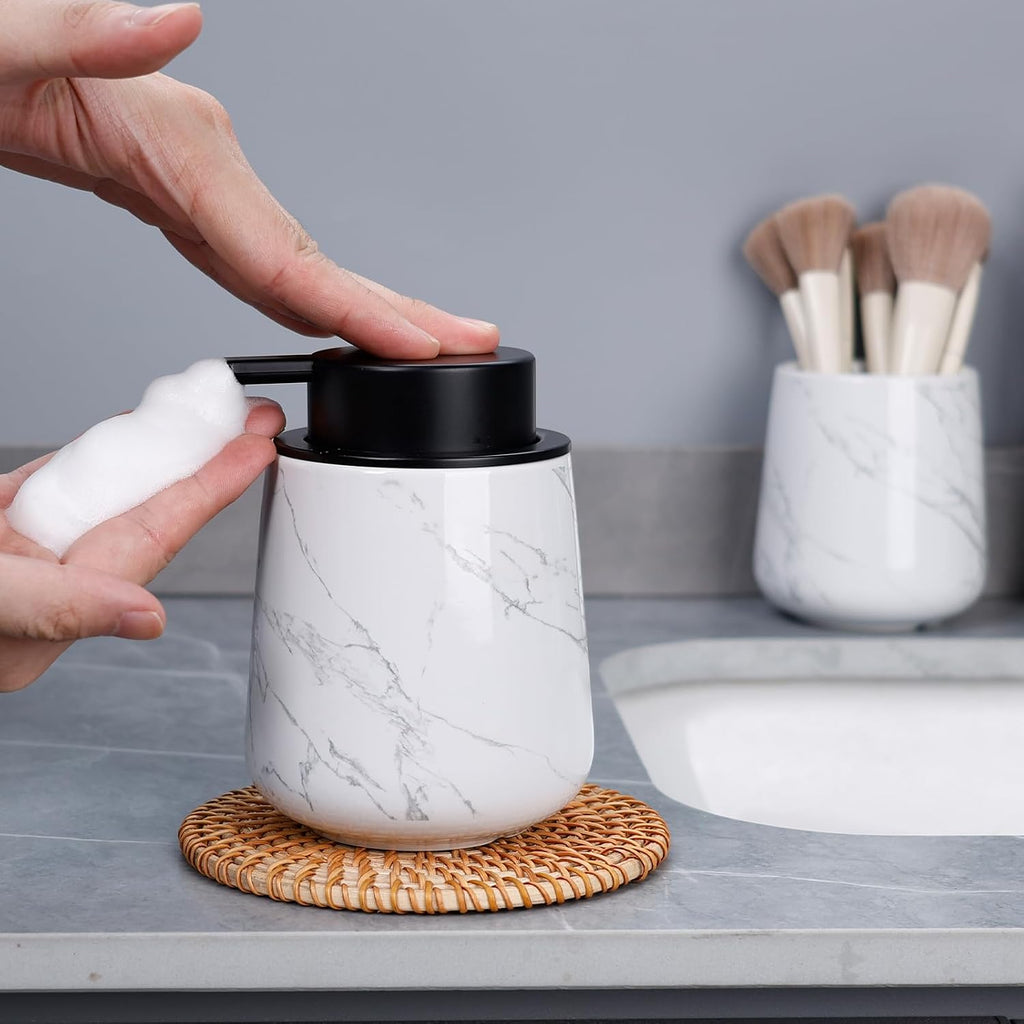 12Oz Ceramic Foam Soap Dispenser for Bathroom Kitchen Counter