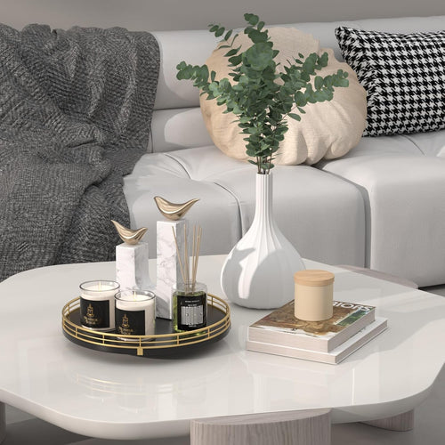 10-Inch Oak Lazy Susan Decorative Tray with Gold Finish