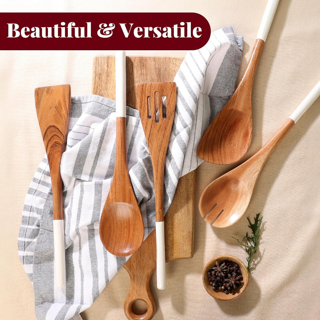 Premium Wooden Spoons for Cooking,Kitchen Utensils Set of 5(12")