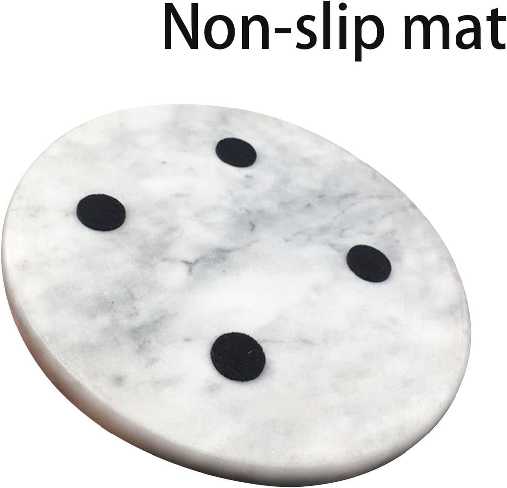 Natural Marble Tray, round Marble Decorative Tray for Counter, Jewelry, Dresser, Bathroom, Kitchen White round Tray,Diameter 8 Inches(White)