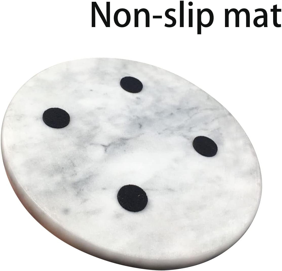 Natural Marble Tray, round Marble Decorative Tray for Counter, Jewelry, Dresser, Bathroom, Kitchen White round Tray,Diameter 8 Inches(White)