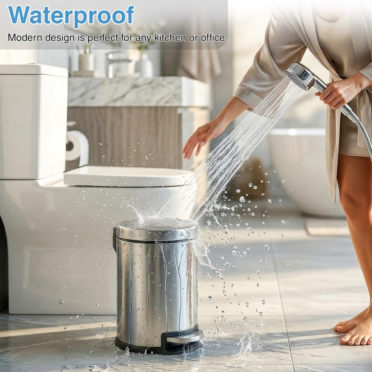 Mini Trash Can 5L Stainless Steel round Cylindrical Soft-Close with Foot Pedal 1.32 Gallon for Bathroom,Office,Kitchen, Resturant, Indoor