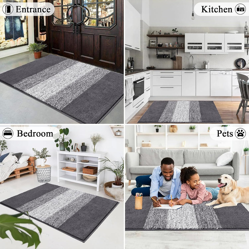Indoor Doormat Entryway Grey Door Mat 36X59 Inch