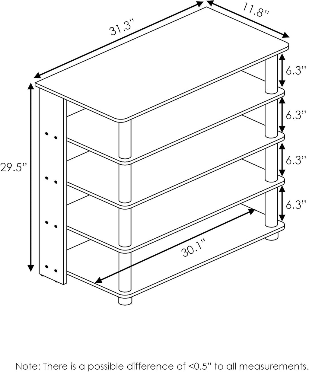 Turn-N-Tube 5 Tier Wide Shoe Rack, Espresso/Black 32 Inch