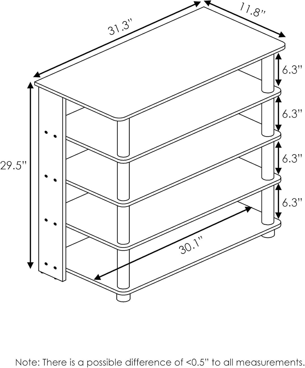 Turn-N-Tube 5 Tier Wide Shoe Rack, Espresso/Black 32 Inch