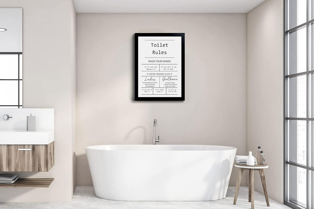 Toilet Rules Quotes Bathroom Sign - Funny Decor Signs, Funny Bathroom Wall Art, Toilet Art, Guest Wall Decor