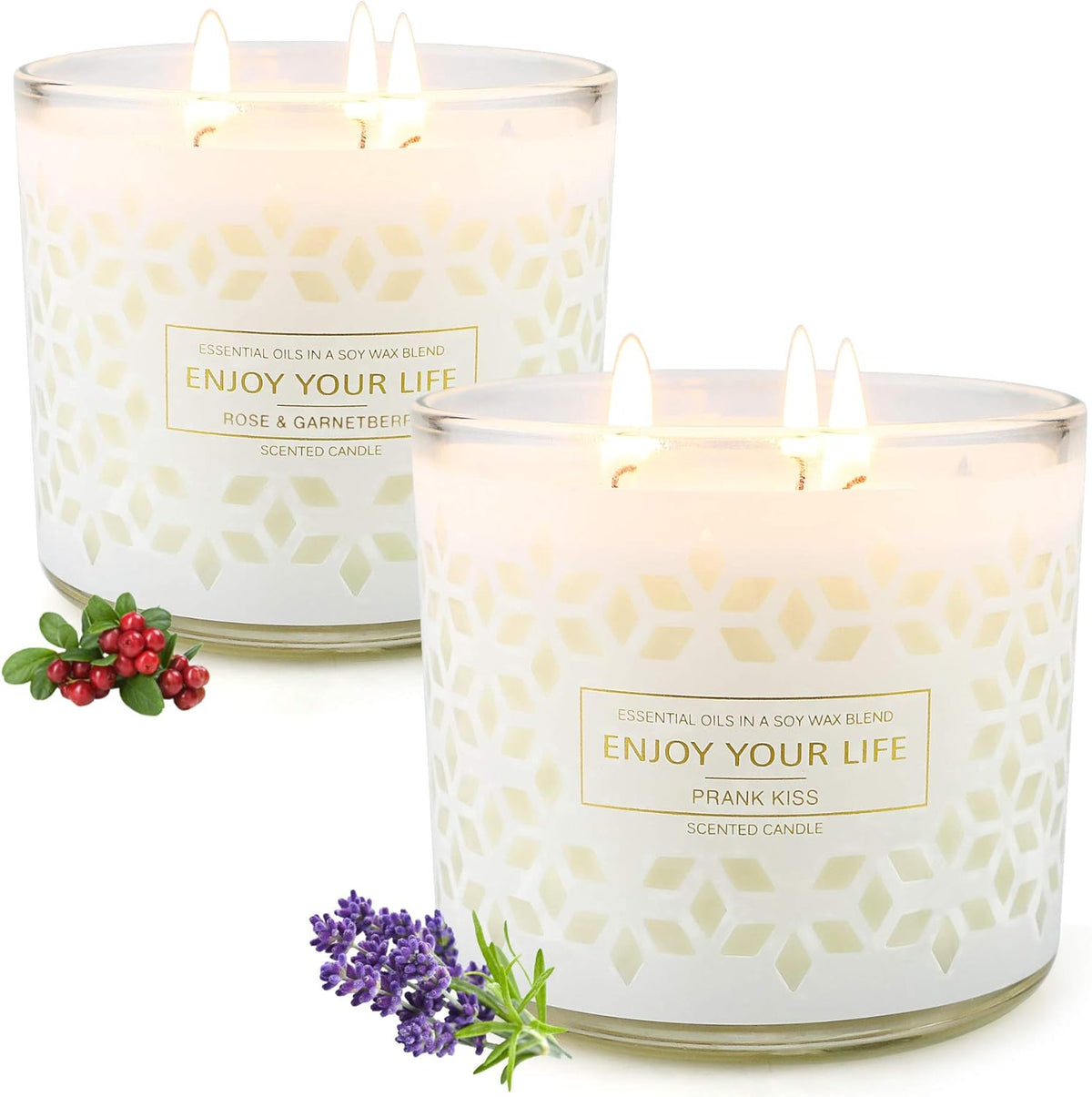Scented Jar Candles for Home,3 Wick Aromatherapy Large Candles,250 Hours 29 Oz Soy Wax Lavender Stress Relief Candles Mother'S Day Birthday Gifts for Women|Lavender|Berry| Candle