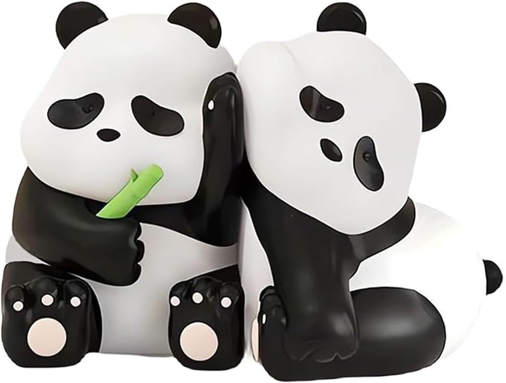 2Pcs Cute Panda Decorative Bookends, Resin Unique Animal Book Ends, Fun Modern Home Sculptures, Modern Panda Statues, for Living Room Entrance, Bookshelf, Bedroom, Office Table Decorations