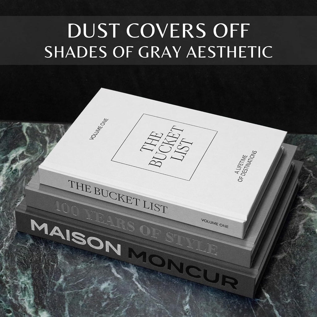 Faux Books for Decoration Motivational Coffee Table Books Set of 3 Black & White Design Books with Removable Covers and Real Blank Pages for Modern Home Decor, Shelf Styling and Aesthetic Interiors