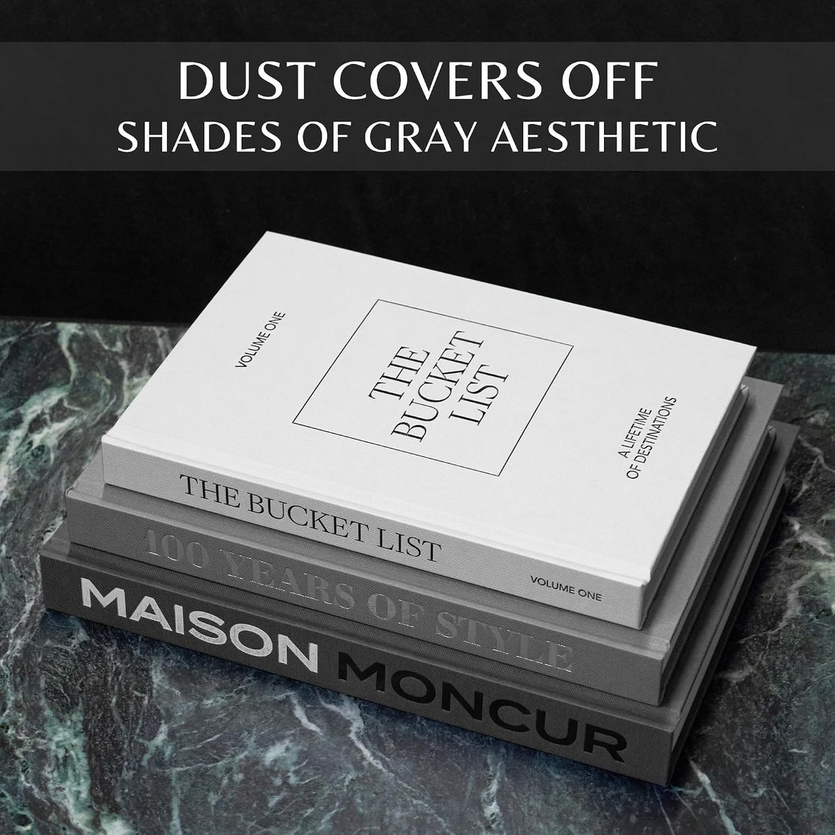 Faux Books for Decoration Motivational Coffee Table Books Set of 3 Black & White Design Books with Removable Covers and Real Blank Pages for Modern Home Decor, Shelf Styling and Aesthetic Interiors