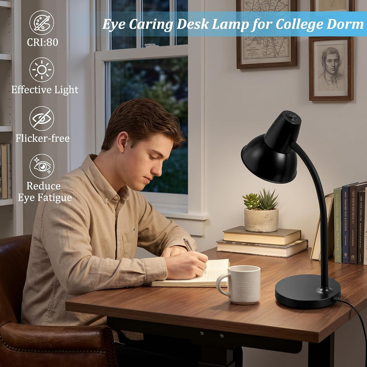LED Desk Lamps for Home Office, Flexible Gooseneck Eye-Caring Study Lamps