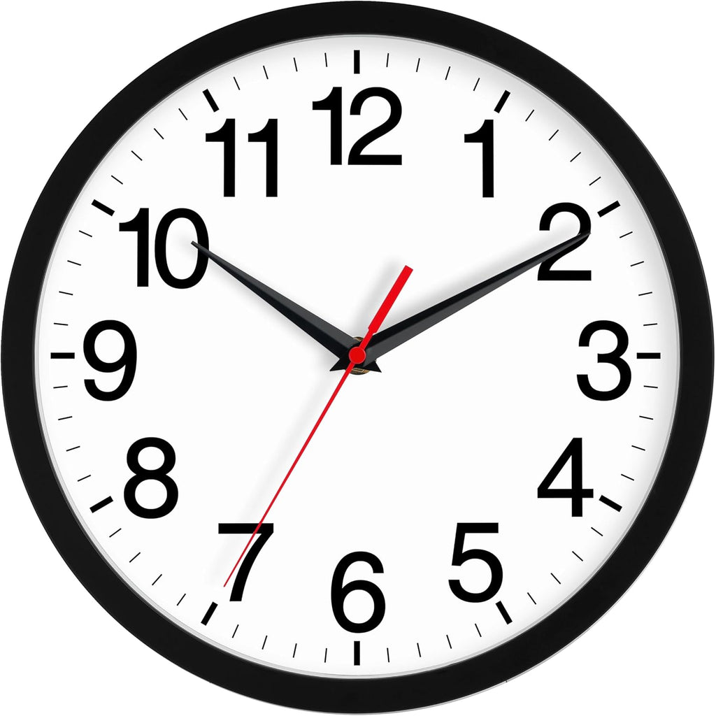 Wall Clock Analog 18 Inch Black Battery Operated Silent Clock
