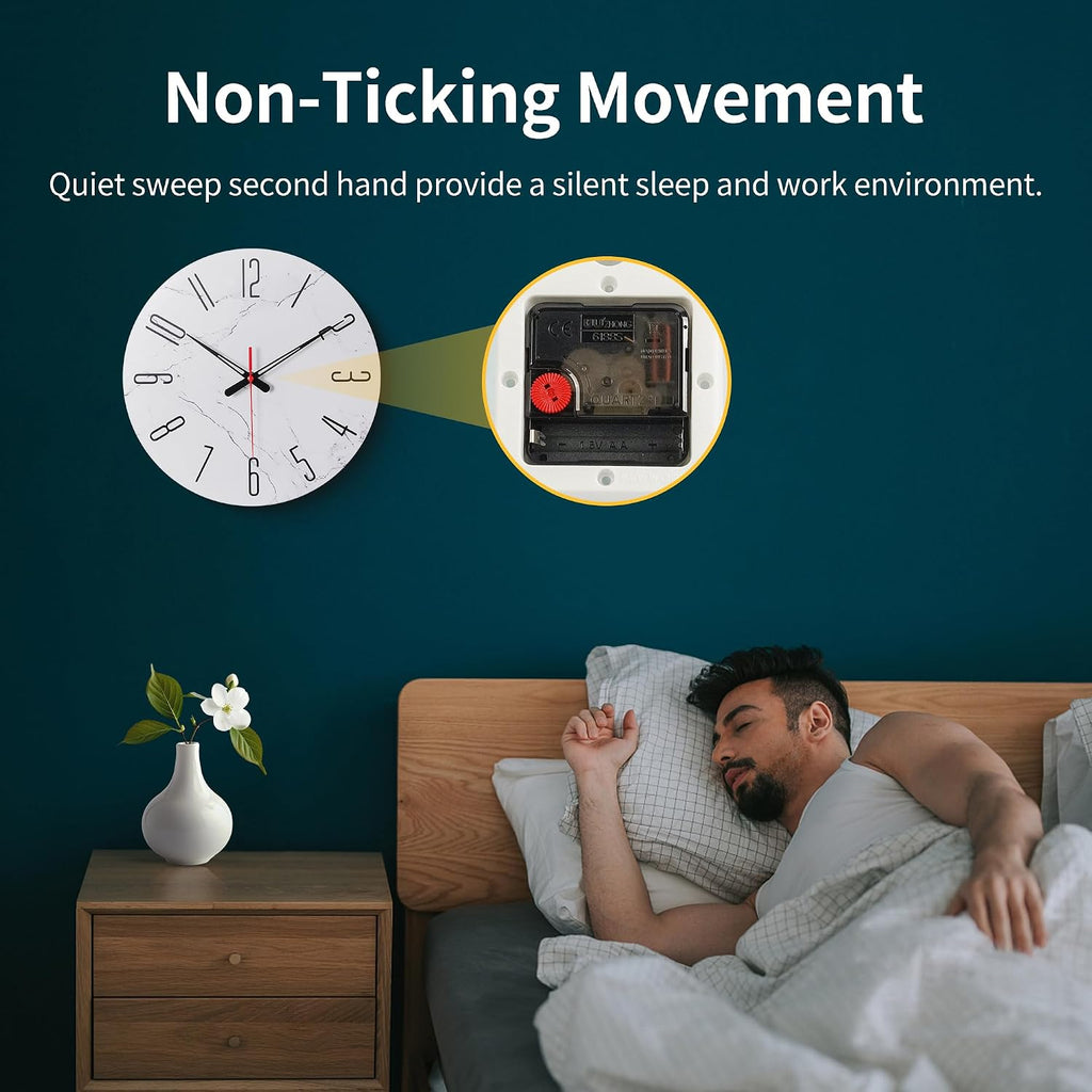 14In Glass Wall Clocks for Living Room Decor, Decorative Wall Clocks Battery Operated, Silent Kitchen Clocks, Wall Clock for Bedroom
