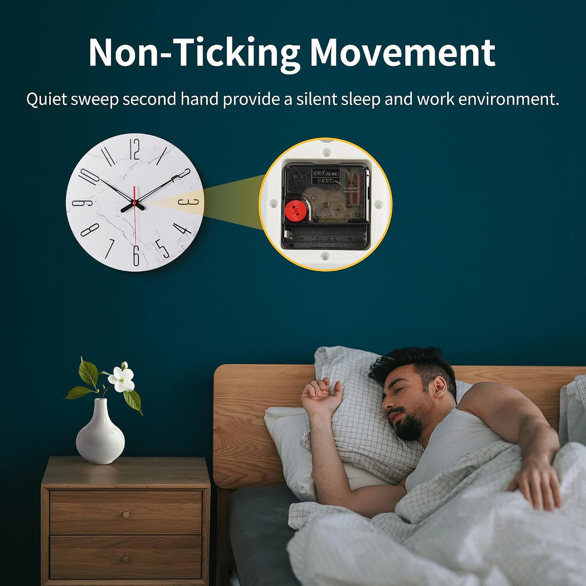 14In Glass Wall Clocks for Living Room Decor, Decorative Wall Clocks Battery Operated, Silent Kitchen Clocks, Wall Clock for Bedroom