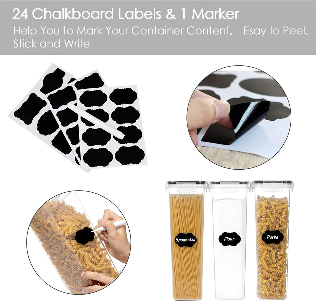 Airtight Food Storage Containers, 4 Pack, 2.8L, Black