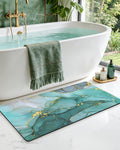 Marble Bathroom Mat Ultra Thin, 43X24 Non Slip Bath Rug, Turquoise
