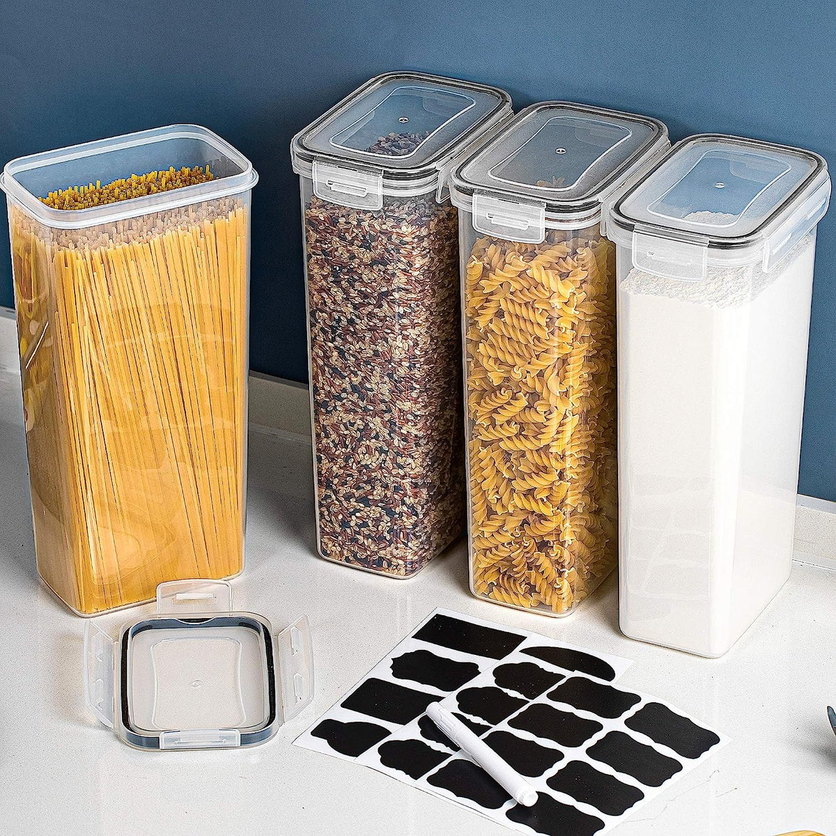 Airtight Food Storage Containers, 4 Pack, 2.8L, Black