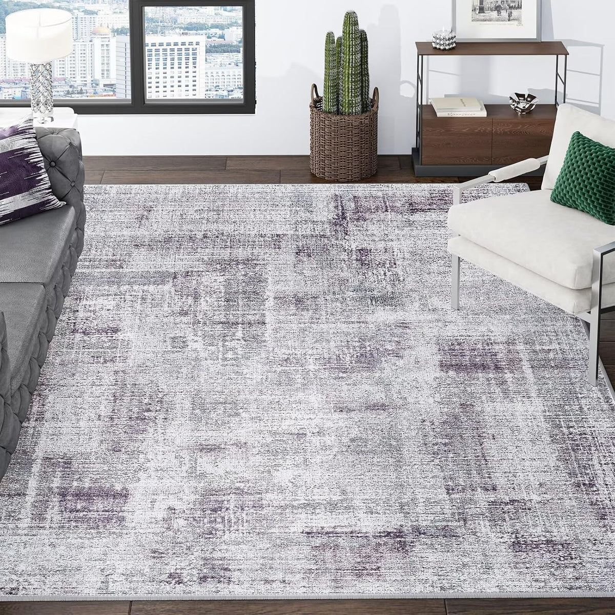 9X12 Area Rugs for Living Room, Decor Carpet for Bedroom, Purple