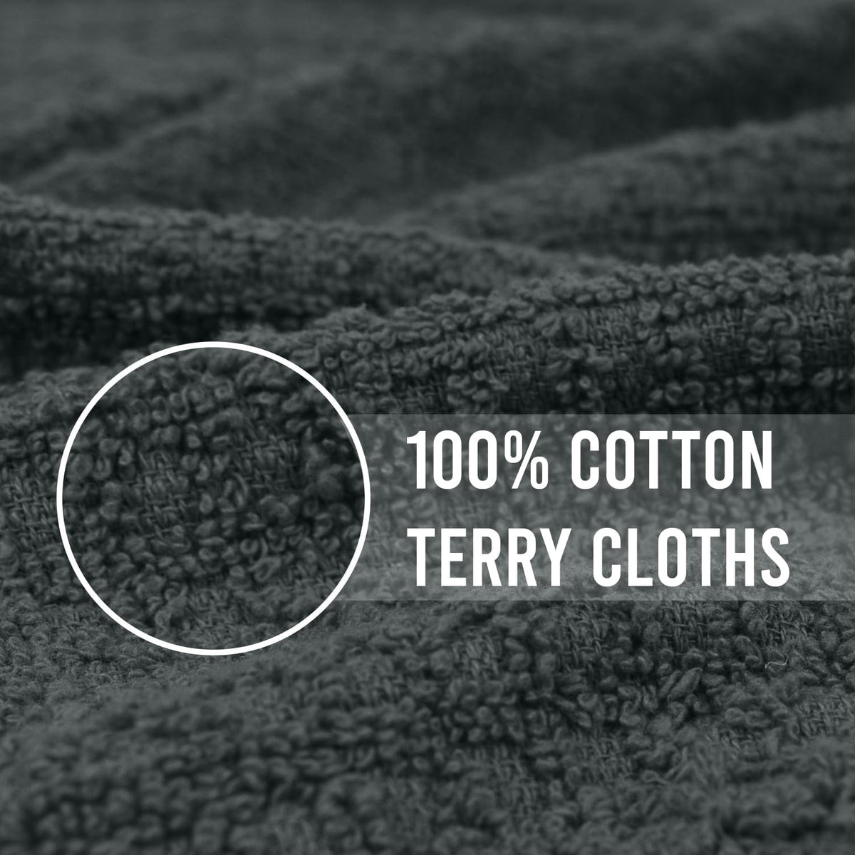 Premium Dish Cloth 100% Cotton 12X12 Inches |Pack of 8|- Grey