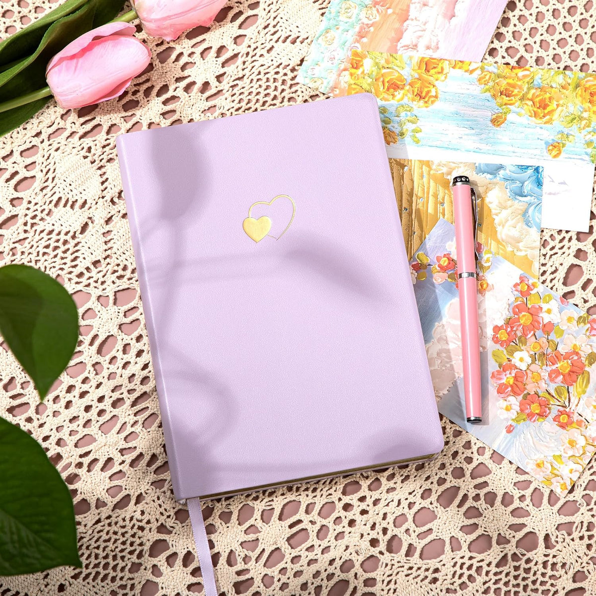 Journal for Women Girls, Cute Leather Journaling Notebook, Purple