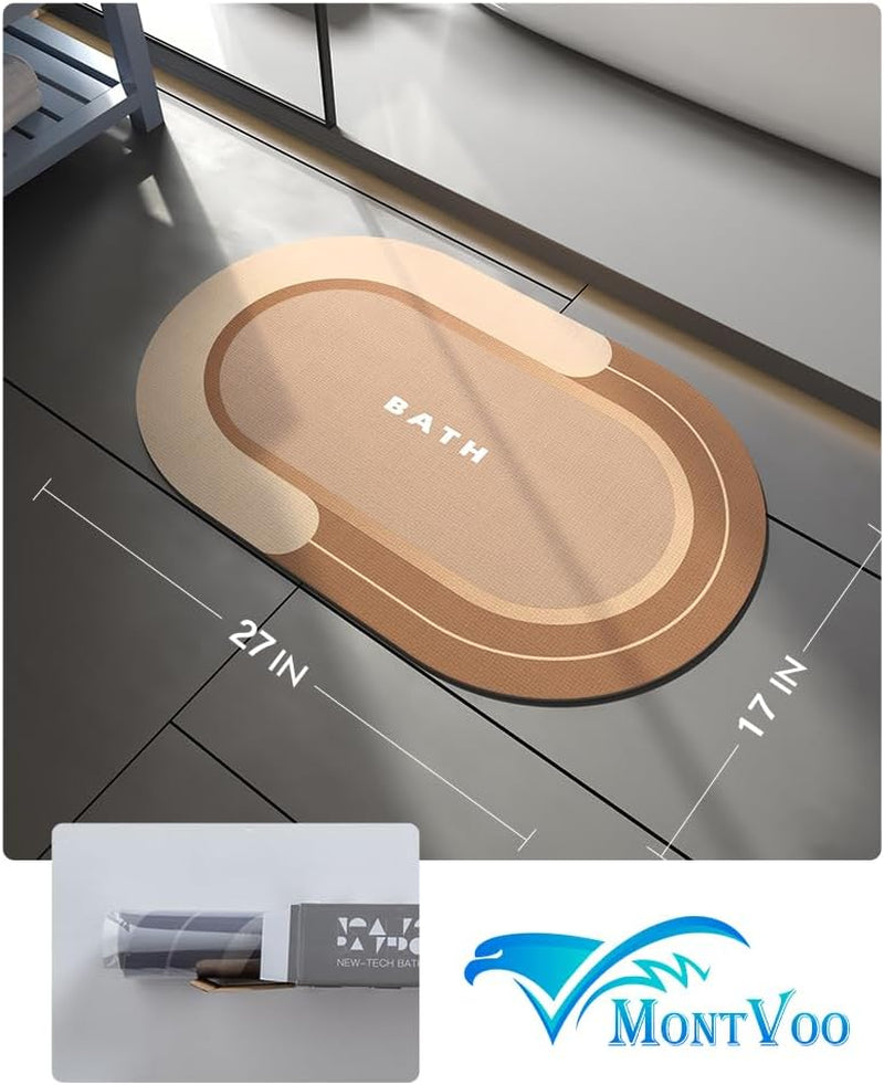 Bath Mat - Non Slip, Quick Dry, Stain Resistant Bath Mat Rug for Bathroom Floor - Easy Care Shower Rug for outside Bathtub - 17"X27" Brown
