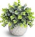 Artificial Eucalyptus Plants, White Ceramic Pot, Faux Plants Decor