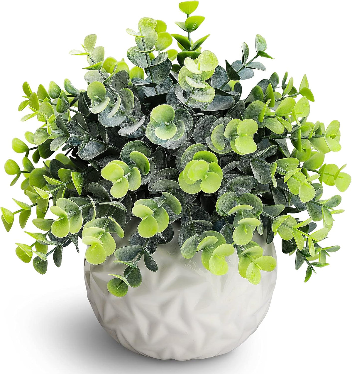 Artificial Eucalyptus Plants, White Ceramic Pot, Faux Plants Decor